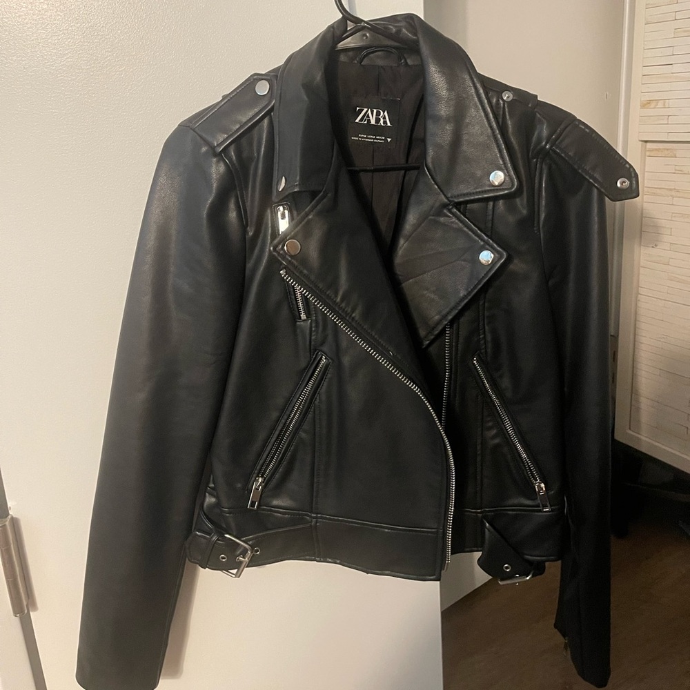 Zara Faux Leather Biker Jacket - image 4